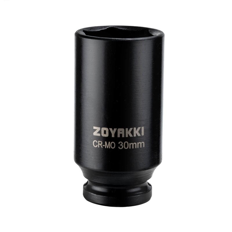 ZOYAKKI 1/2 "" Drive x 30 mm Deep 6 PT Impact Socket  CR-MO  1/2-inch Drive 6 Point Axle Nut Socket for Easy Removal of Axle Shaft Nuts (30MM) - Image 1